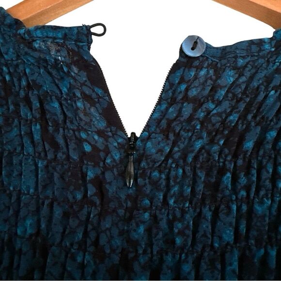 Anthropologie MISA Roisin Long Sleeve Mini Dress In Teal Snake Size Large - Picture 6 of 10